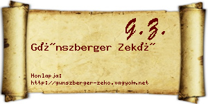 Günszberger Zekő névjegykártya